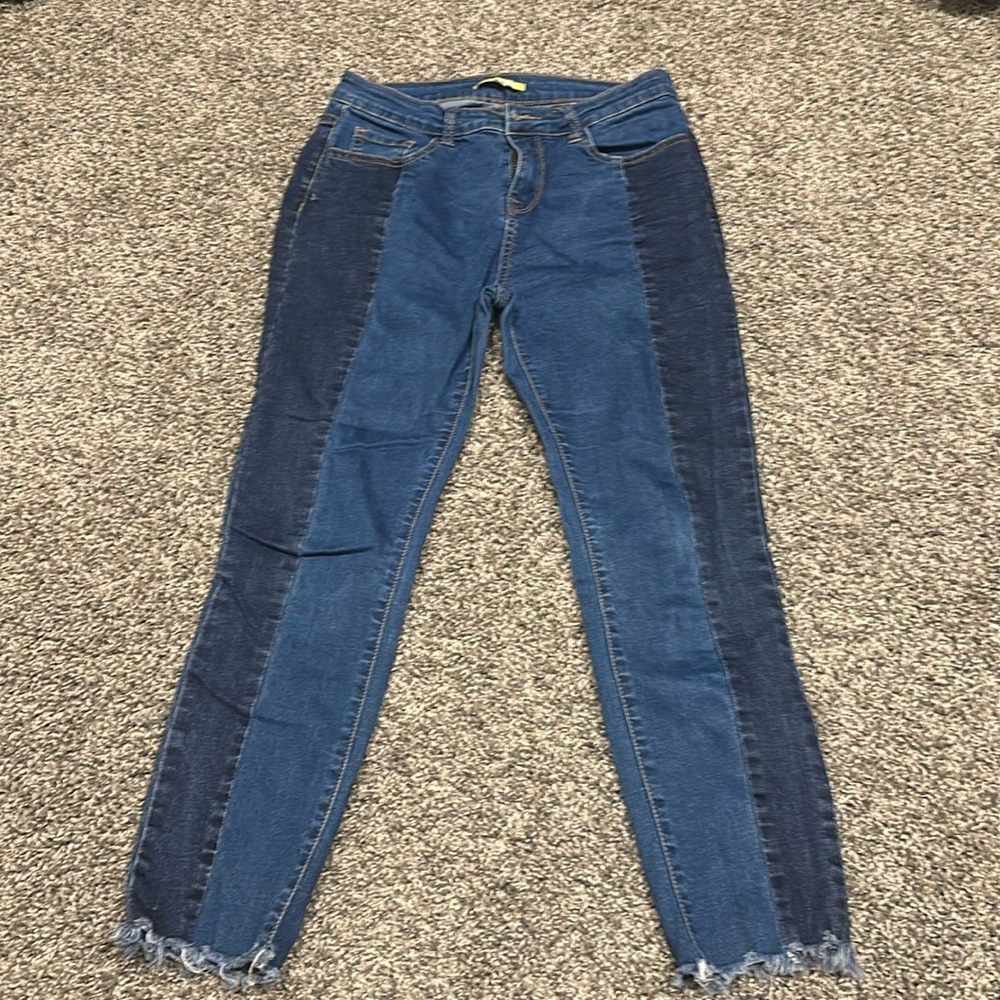 Gianni Bini Two Toned Jeans with distressed hem